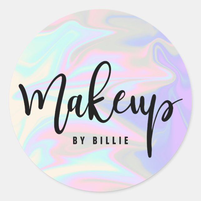 Stilvolles, modernes, elegantes Chick-holografisch Runder Aufkleber (Vorderseite)