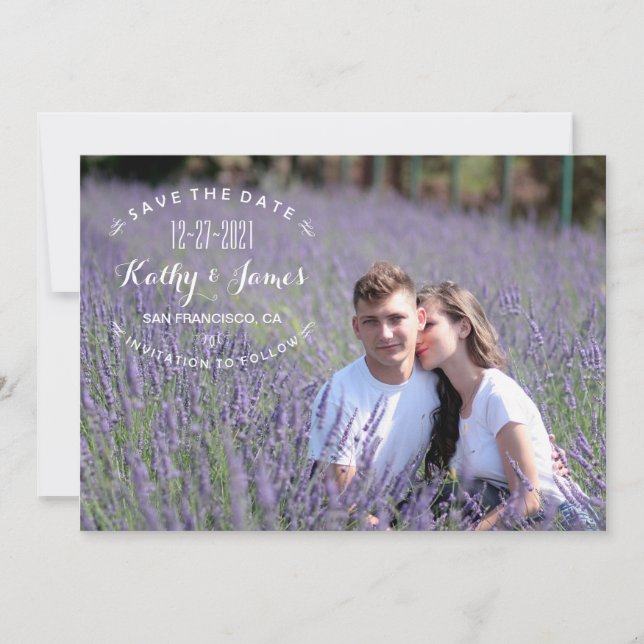 Stilvolles modernes Foto Save the Date (Vorderseite)