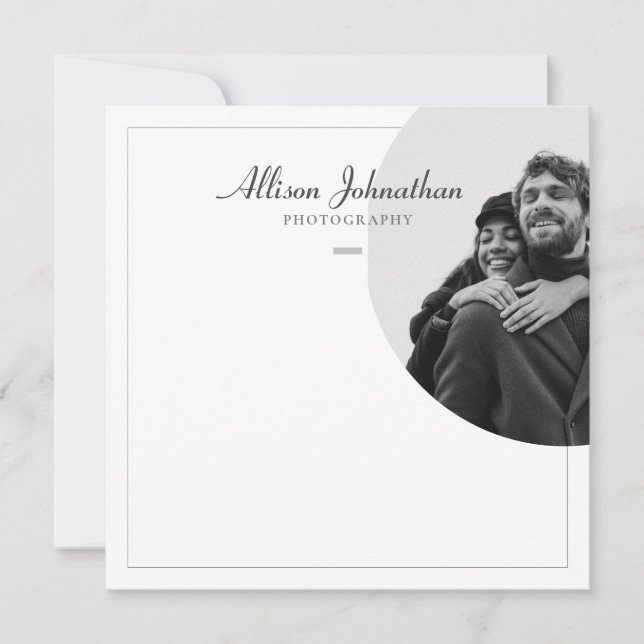 Stilvolles, modernes Foto Schwarz/Weiß Mitteilungskarte (Vorderseite)