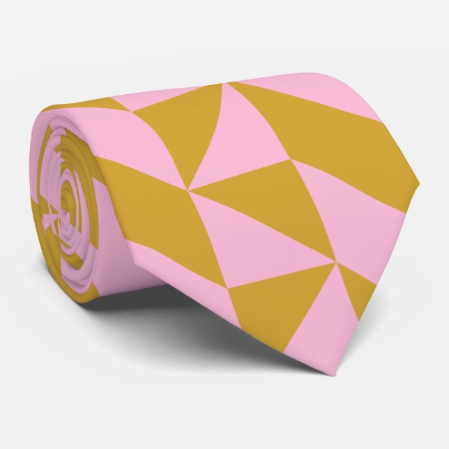 Stilvolles modernes geometrisches Rosa- und Gold-M Krawatte (Gerollt)