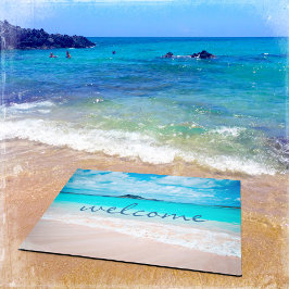 Stilvolles modernes Hawaii Tropical Beach Foto Wil Fußmatte