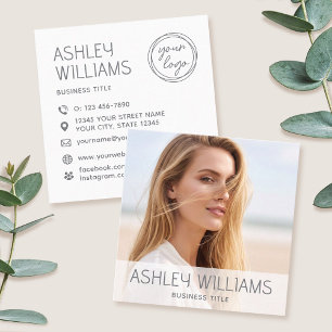 Stilvolles modernes individuelles Foto-Farblogo We Quadratische Visitenkarte