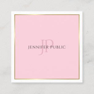 Stilvolles modernes Monogramm-Goldrosa-Trendy Quadratische Visitenkarte