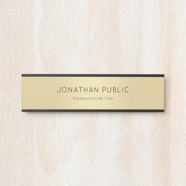 Stilvolles modernes schwarzes Goldbezaubernde Türschild (Vorderseite )