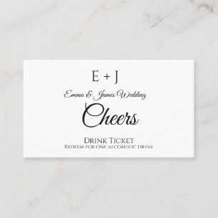 Stilvolles Monogram Wedding Reception Drink Ticket