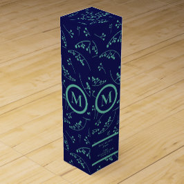 Stilvolles Monogramm aquamarines Blaubeermuster Wein-Geschenkverpackung