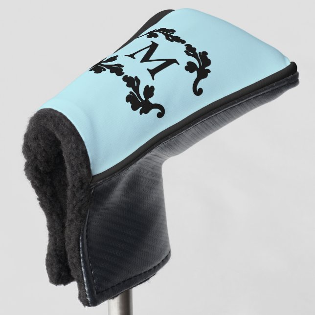 Stilvolles Monogramm-Damast-Motiv Golf Headcover (3/4 Vorderseite)