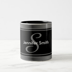 Stilvolles Monogramm-Design Zweifarbige Tasse