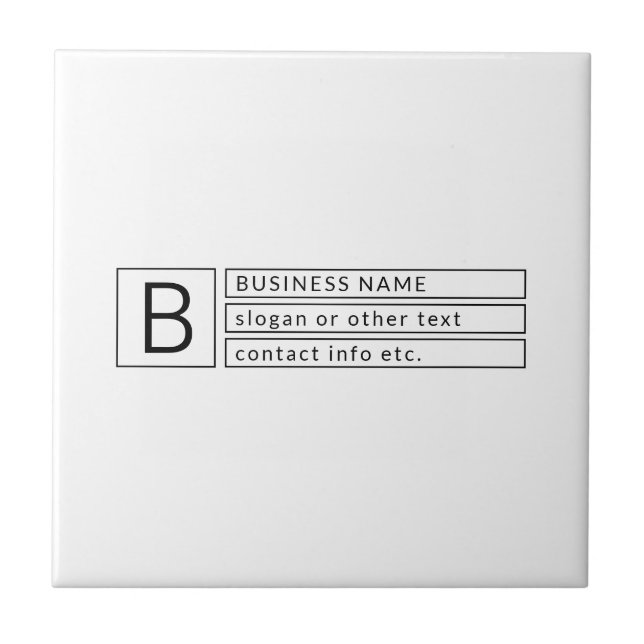 Stilvolles Monogramm & Firmenname (oder anderer Te Fliese (Vorderseite)
