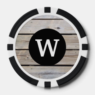 Stilvolles Monogramm im rustikalen Holz-Look Pokerchips