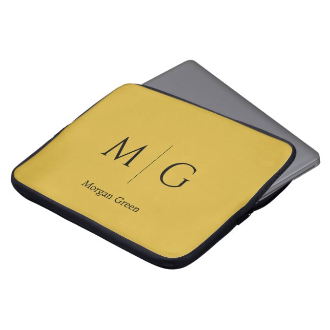 Stilvolles Monogramm mit Namensdesign M Gold Laptopschutzhülle (Vorne Oben)