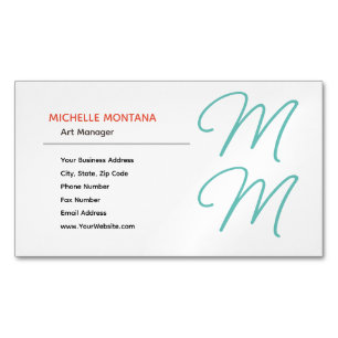 Stilvolles Monogramm Modern Minimalistisch Schlich Magnetische Visitenkarte
