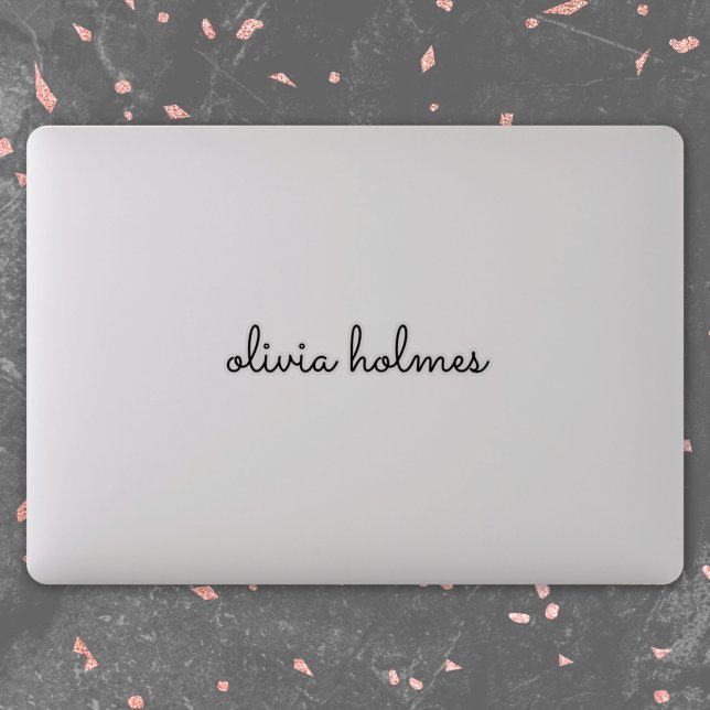 Stilvolles Monogramm | Modern Script Laptop Sticke Aufkleber (Von Creator hochgeladen)