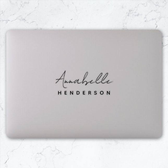 Stilvolles Monogramm | Modern Script Laptop Sticke Aufkleber (Von Creator hochgeladen)