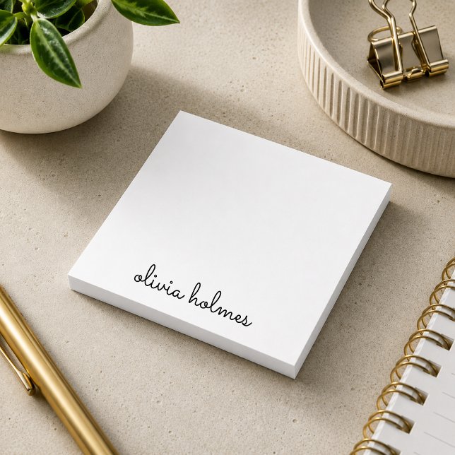Stilvolles Monogramm | Modernes Minimalistisches W Post-it Klebezettel (Custom name Post-it Notes with minimal script styling for desks, planners, and office notes.)
