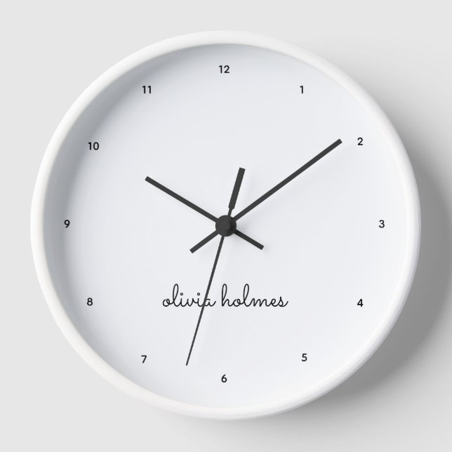 Stilvolles Monogramm | Modernes Minimalistisches W Uhr (Vorderseite)
