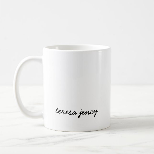 Stilvolles Monogramm Modernes Minimalistisches Wei Kaffeetasse (Links)