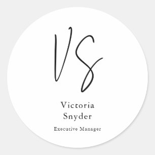 Stilvolles Monogramm Professional Ihr Name Runder Aufkleber