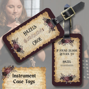 Stilvolles Musikinstrumentenetui-Tag für Oboe-Stud Gepäckanhänger