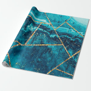 Stilvolles Navy Blau Gold Achat Geode Chic Monogra Geschenkpapier