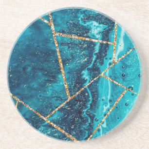 Stilvolles Navy Blau Gold Achat Geode Chic Monogra Getränkeuntersetzer