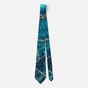 Stilvolles Navy Blau Gold Achat Geode Chic Monogra Krawatte