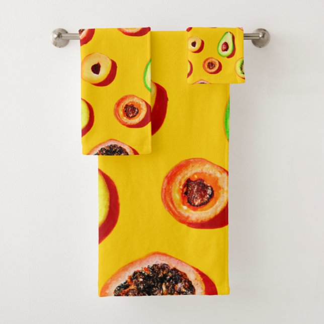Stilvolles Neon Fruits Muster Badhandtuch Set (Insitu)