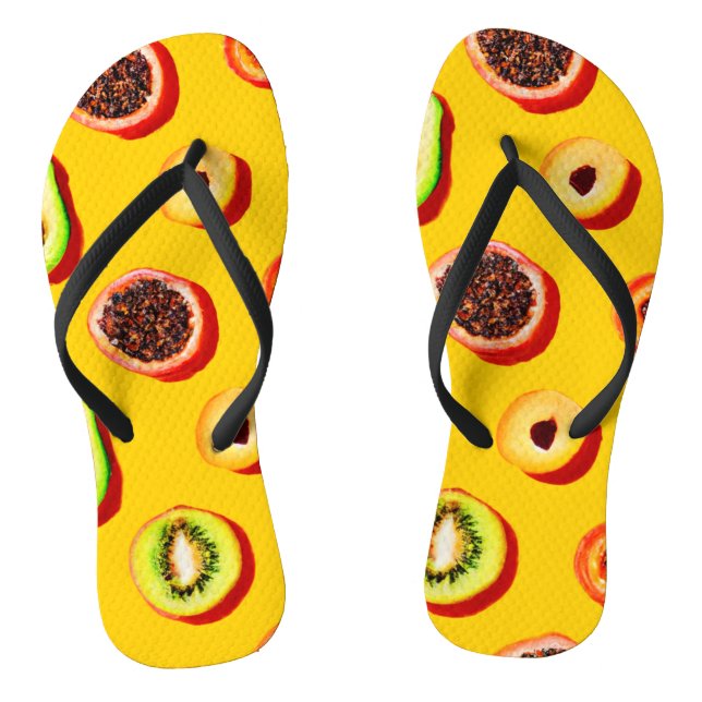 Stilvolles Neon Fruits Muster Flip Flops (Fußbett)