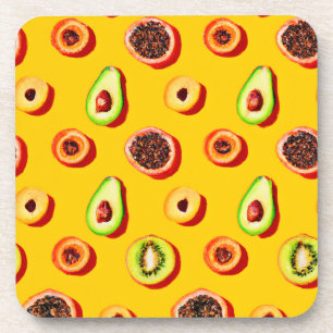 Stilvolles Neon Fruits Muster Getränkeuntersetzer