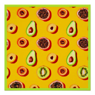 Stilvolles Neon Fruits Muster Poster