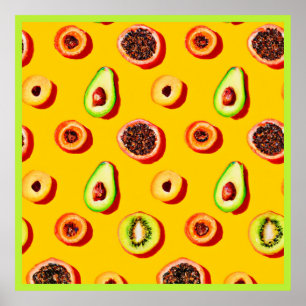 Stilvolles Neon Fruits Muster Poster