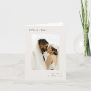 Stilvolles neutrales Foto Minimalistische Hochzeit Dankeskarte