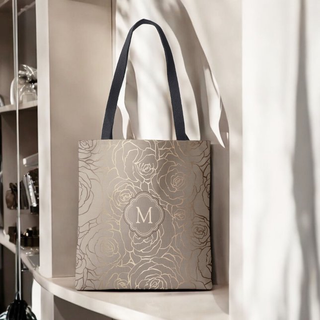 Stilvolles neutrales Maiblumenmuster mit Monogramm (Personalize with any monogram initial.)