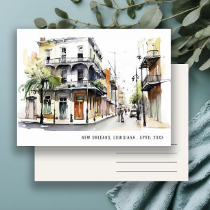 Stilvolles New Orleans Louisiana Aquarell Reise Postkarte