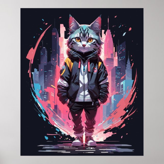 Stilvolles Niedliches Cat Design Poster (Vorne)