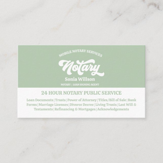 Stilvolles Notar- und Kreditgewerbegesetz für den  Visitenkarte (Vorderseite)