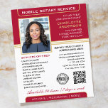 Stilvolles Notary Service Foto Red Gold Flyer<br><div class="desc">Attraktieren Sie mehr Kunden mit diesen klassischen Notary Public Business Flyer. Eine stilvolle Vorlage, die mit Ihrem Foto, Namen, Details, QR-Code und einem Logo oder Akkreditierungssymbol personalisiert ist. Business Flyer sind ein effektiver Weg, um Ihr Geschäft zu fördern und Ihre Notare zu werben. Ein effektiver Weg, um Ihr Geschäft zu...</div>