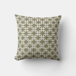Stilvolles Olive Green Geometric Muster Kissen