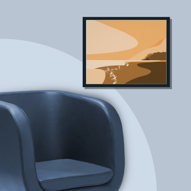 Stilvolles Orange Digital Art Beach Seascape Poste Poster (Von Creator hochgeladen)