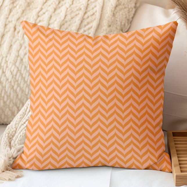 Stilvolles Orange Pink Herringbone-Muster Kissen (Von Creator hochgeladen)