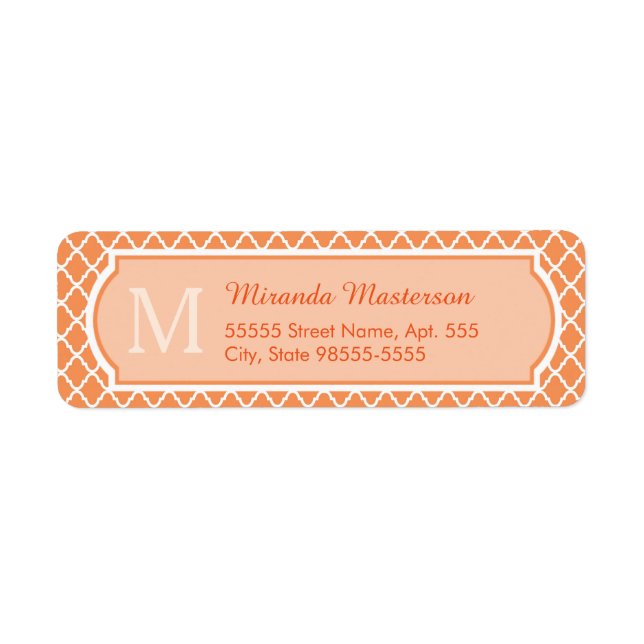 Stilvolles Orange Quatrefolienmonogramm mit Name (Vorne)