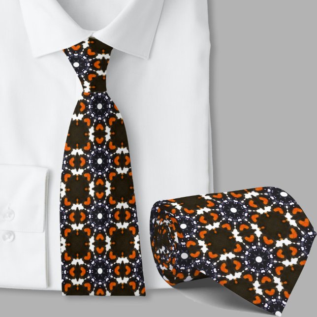 Stilvolles orange-schwarzes Retro-Muster Krawatte (Von Creator hochgeladen)