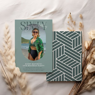 Stilvolles Oval Foto & Unterschrift 60. Geburtstag Einladung