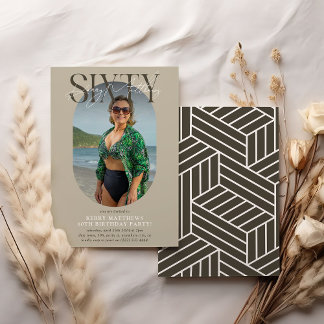 Stilvolles Oval Foto & Unterschrift 60. Geburtstag Einladung