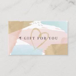Stilvolles Pastel Watercolor & Gold Geschenkgutsch Visitenkarte