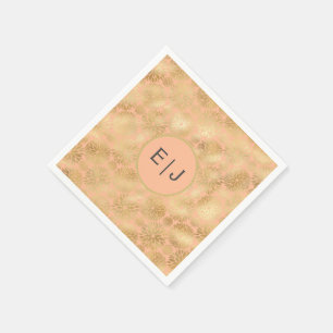 Stilvolles Peach & Gold Dahlias Muster Monogramm Serviette