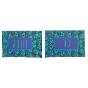 Stilvolles Peacock Aquamarin & Blue Color Custom S Kissenbezug
