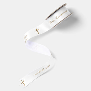 Stilvolles personalisiertes religiöses goldenes Kr Satinband