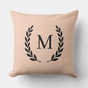 Stilvolles Pfirsich-Monogramm Anfangsbuchstabe Kissen