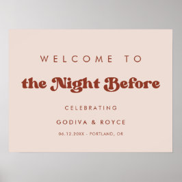 Stilvolles Pfirsichrosa Willkommen in The Night Be Poster